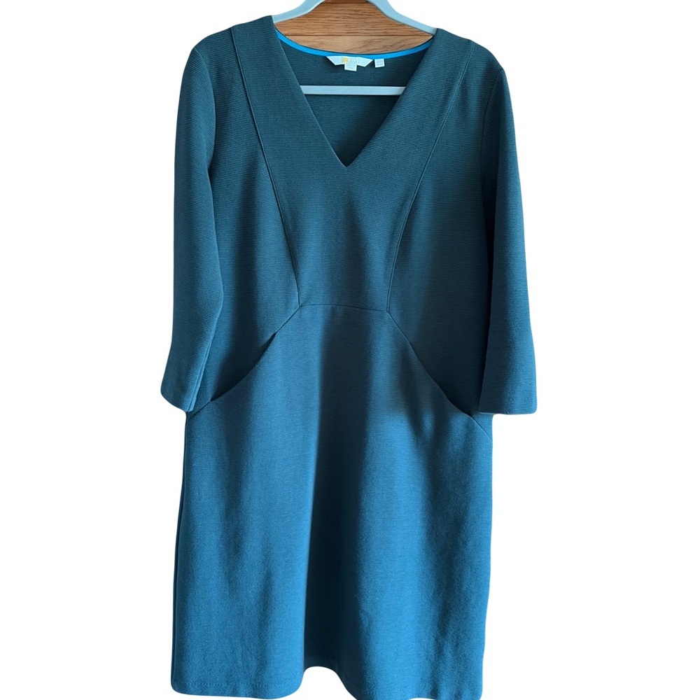 Boden Brontë Ottoman forest green V-Neck Dress size 10R